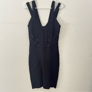 Karen Millen Black Mini Dress die 2 bandage dress LBD wardrobe staple flattering